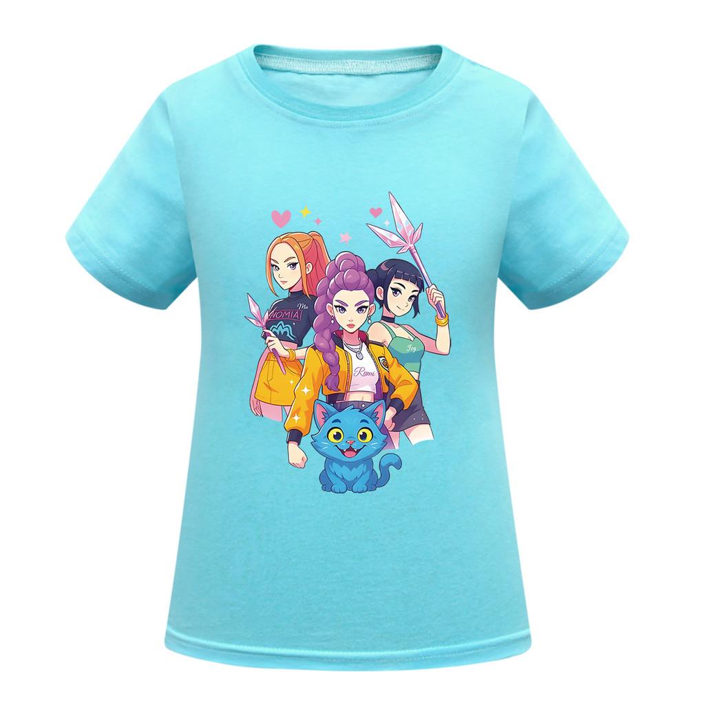 Kids Girls Anime Cartoon K-POP Rumi Zoey Mira Printed Casual Short Sleeves T-Shirt Top