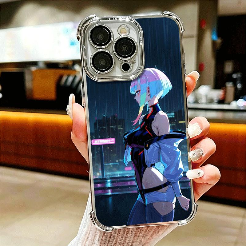 E-Edgerunners Anime Lucy Soft Phone Case For iPhone 15 16 17 Air 14 Pro Max 16E Plus 13 12 Mini Plating Anti-Fall Fundas
