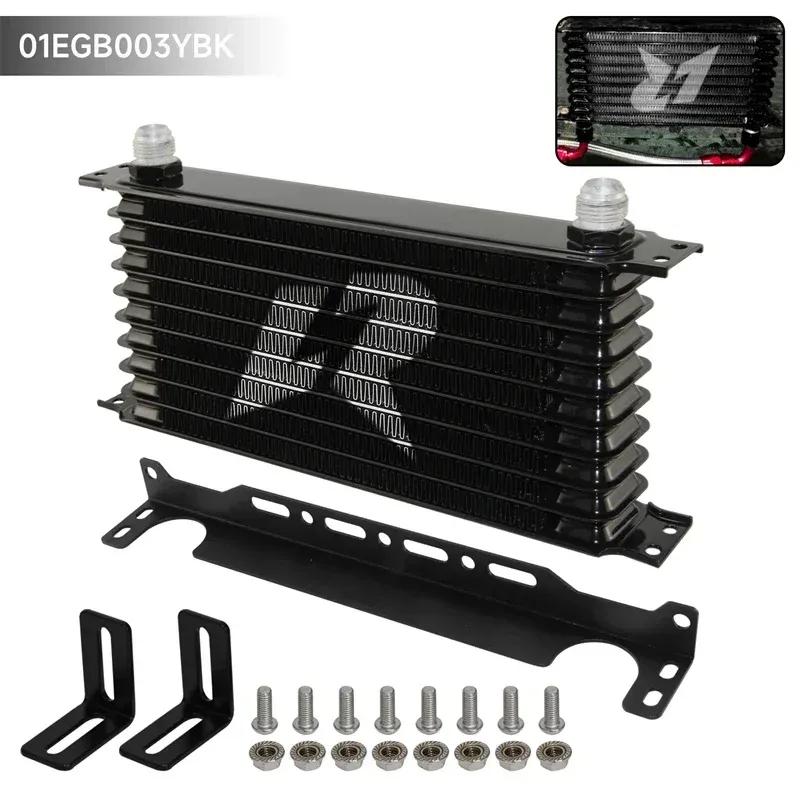 AN10 10-reihiger Aluminium-Ölkühler mit 262mm Montagehalterungs-Kit Trust Typ 7/8"-14 UNF Zubehör für Fahrzeuge Schwarz/Blau
