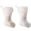 Christmas Plush Stocking With Pearl Snowflake Festive Hanging Decor Holiday