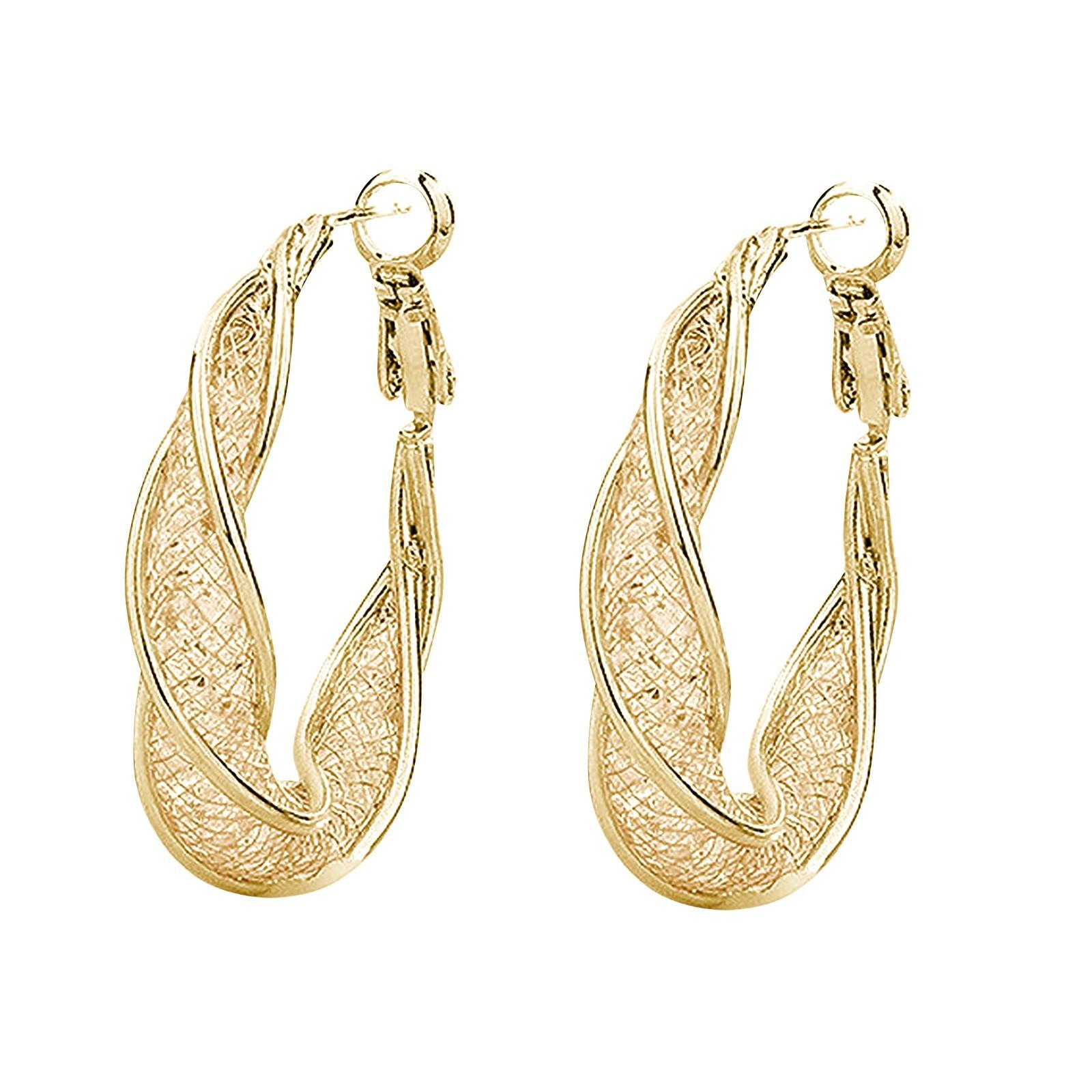 

Серьги со стразами, персонализированные универсальные позолоченные серьги-завитушки из теста, трансграничные европейские и американские серьги One Size золотой