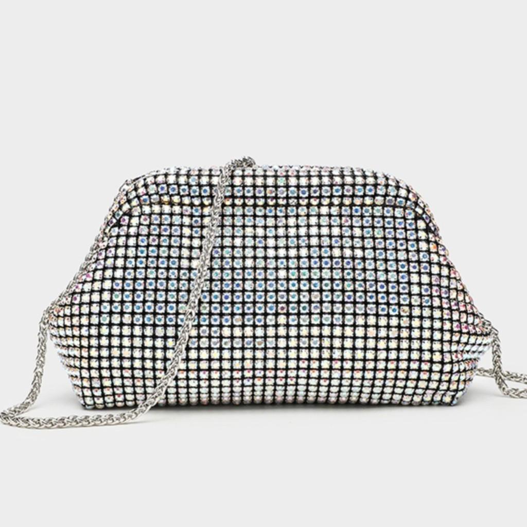 Pochette da sera in poliestere con strass per eventi formali