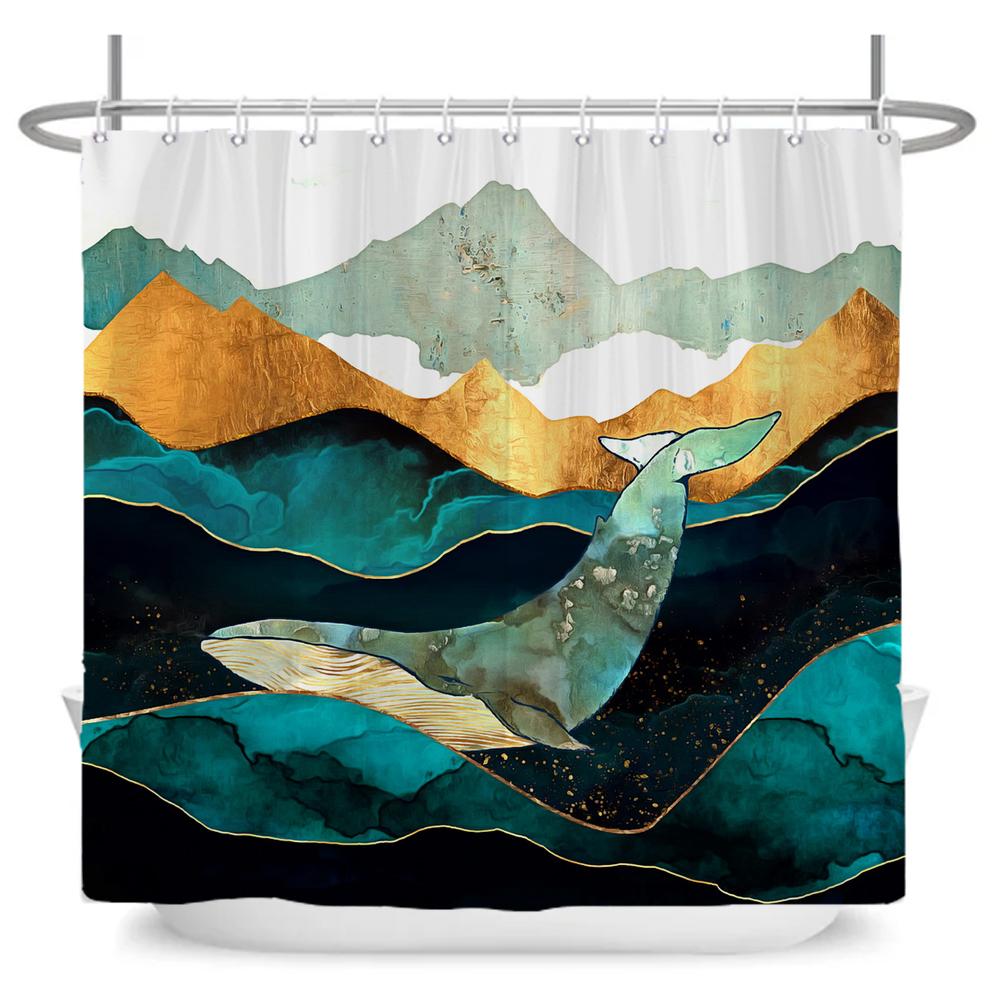 

Octopus Seas Shower Curtains Bath Curtain 180*180cm Waterproof Bathroom Home Decor Washable Fabric Bathroom Screen With 12 Hooks 90x180cm-35x70in