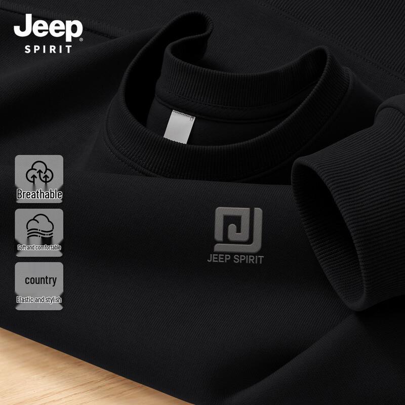 JEEP SPIRIT Men's Loose Fit Round Neck Pullover Sweatshirt