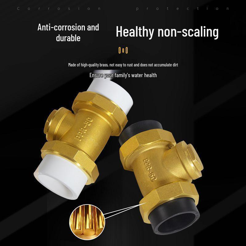 Copper Horizontal Bathroom Double Backflow One-Way Check Valve, Household Water Pipe Fittings, Non-Return Valve, 4/6 inch (DN20/25).
