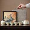 Jinsi Bamboo Ru Kiln Camping Kung Fu Tea Set Small Set Storage Bag Anti-scalding Ceramic Teacup Portable Tea Set
