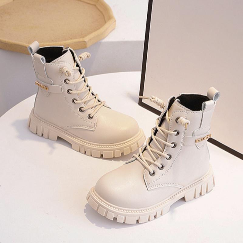 

Дівчачі черевики осінь та зима корейська версія дитячі черевики Мартін, однотонні черевики для великих дівчат, шкіряні короткі черевики принцеси 27 чорний