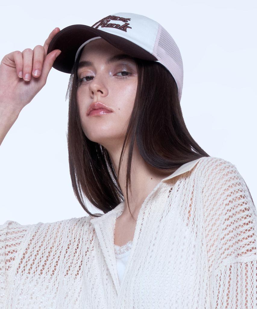 INSTANTFUNK Logo Mesh Trucker Cap - Brown