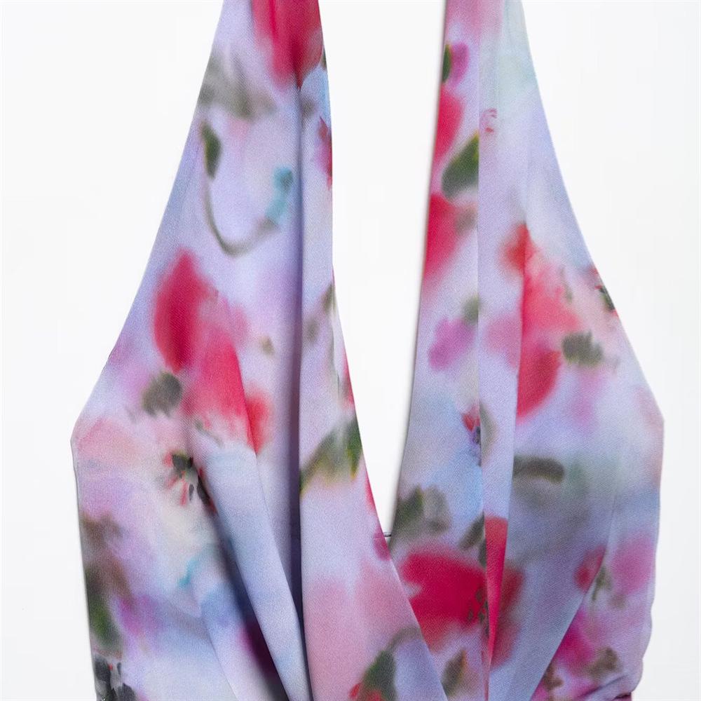 2025 Spring/Summer Women's Slim Sexy Cowl Neck Halter Backless Dress