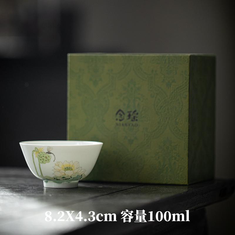 

100 мл Цзіндечженьська ручна робота Майстер-чашка Побутова ручний розпис Квітка лотоса Чашка для чаю Стародавня чашка для медитації Китайський набір для чаю Прикраса Подарунок