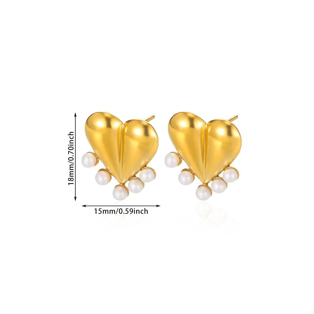 European & American Trendy Heart Earrings with Zircon Inlay - Women's Niche Design