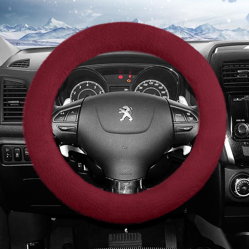 Suitable for Peugeot Long Plush Steering Wheel Cover, Fashionable Autumn and Winter Warm Non-Slip Protective Cover 208 2008 308 508 5008 408 4008