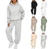 Moda Autunnale Larga Abiti da Donna 2 Pezzi Set Tuta con Cappuccio Felpa Pantaloni da Jogging con Tasche Taglie Forti
