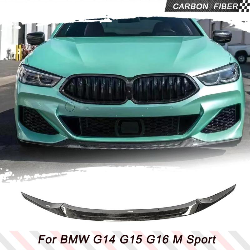 Car Front Bumper Lip Spoiler Splitters for BMW 8 Series G14 G15 G16 2018-2024 Real Carbon Fiber Car Front Lip Chin Apron Spoiler