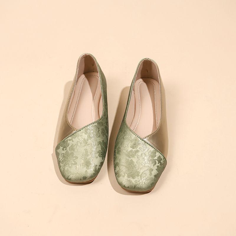 Fairy Genuine Leather Chinese Style Soft Sole Versatile Women s Square Toe Flats 35