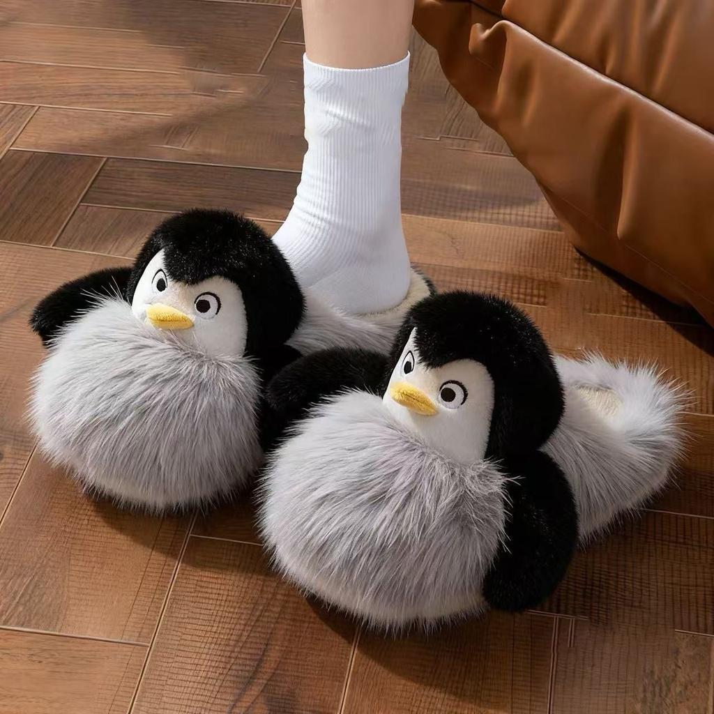 Cute cartoon warm fluffy bag head slippers autumn new comfortable versatile soft-bottomed cotton slippers