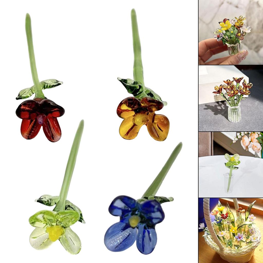 Mini Glass Flower Decor Decorative Gifts Decoration Artificial Flower for Mom Wife Women Girls Mother's Day Wedding Office