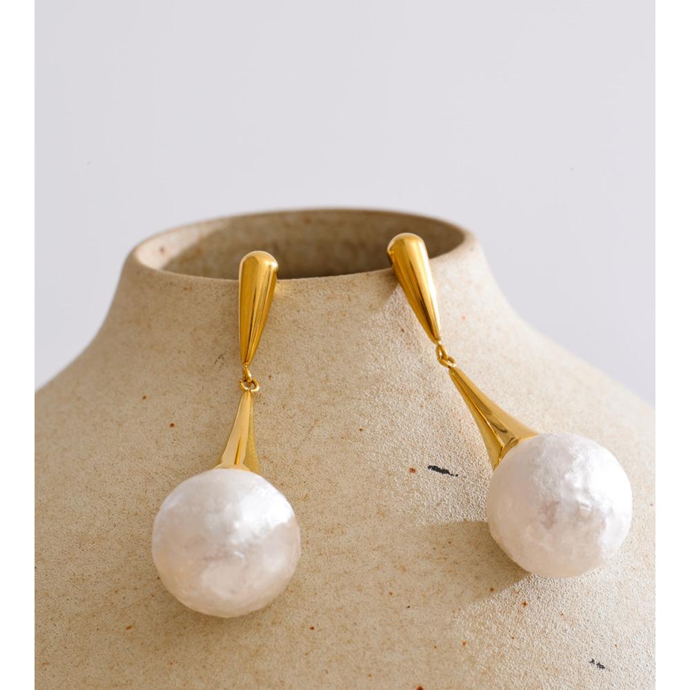 Yhpup Korean Stainless Steel Simulated Pearls Drop Daily Earrings for All Occasions Elegance Trendy Chic Ear Jewelry Waterproof