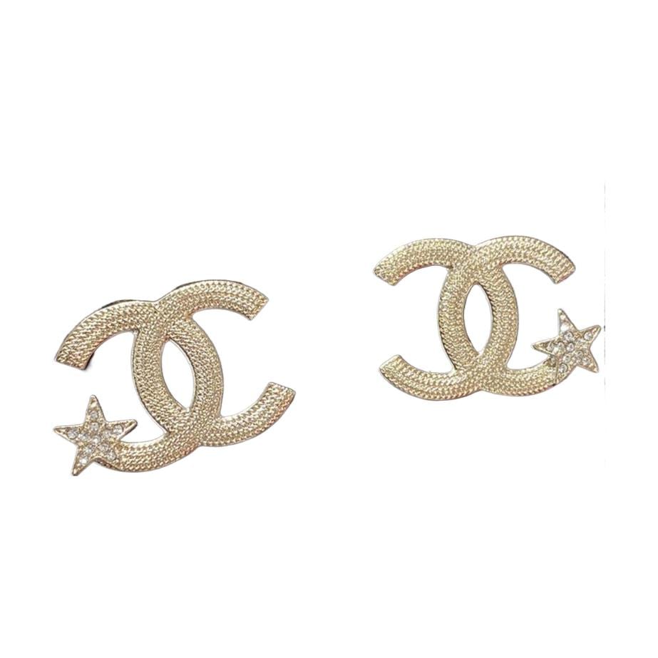 CHANEL Gold Plated Stud Earrings Women's Gold ABB491-B14060-NR341
