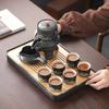 Premium Retro Coarse Pottery Semi-automatic Tea Set Qingshan Lazy Household Teapot Light Luxury Gifts Enterprise Custom Printing