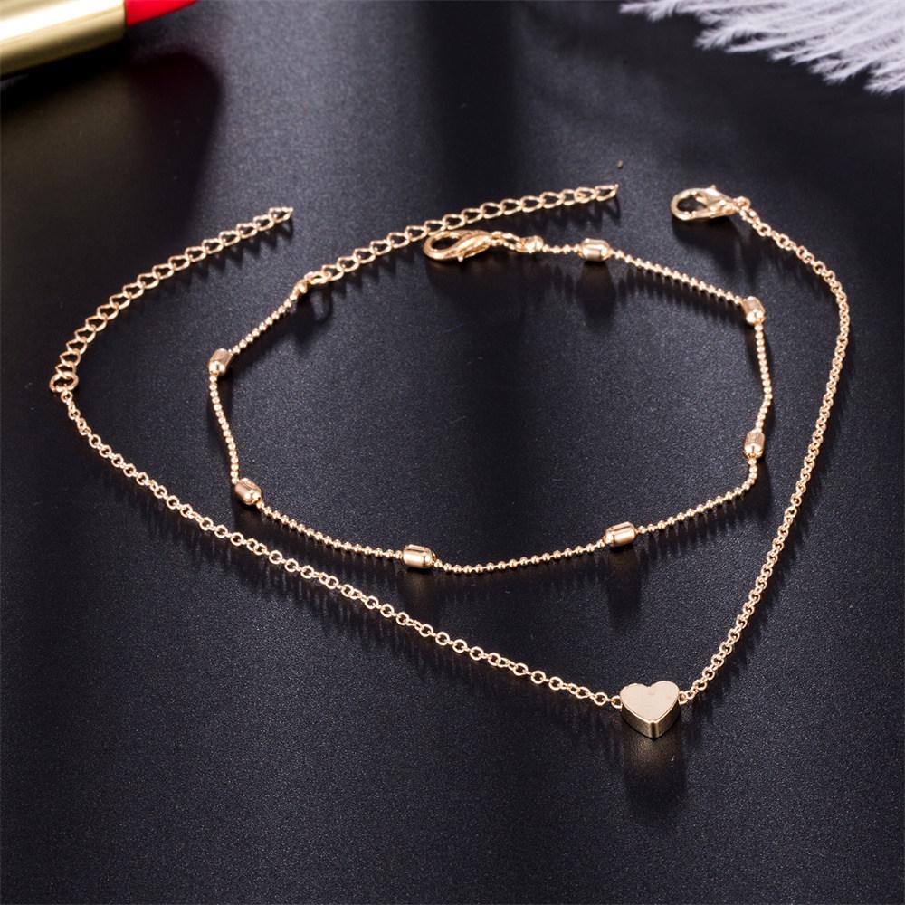 Summer Beach New Chain Heart Anklet Women Bohemian Gold Sandy Foot Orgaments
