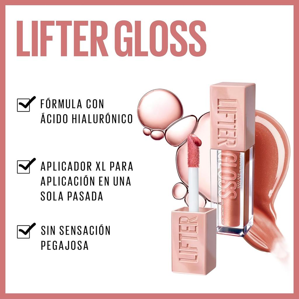Maybelline New York Lifter Gloss Silk Hydrating Lip Gloss 5.4ml High Shine Non Sticky With XL Wand Moisturizing Color For Smooth Plump Lips