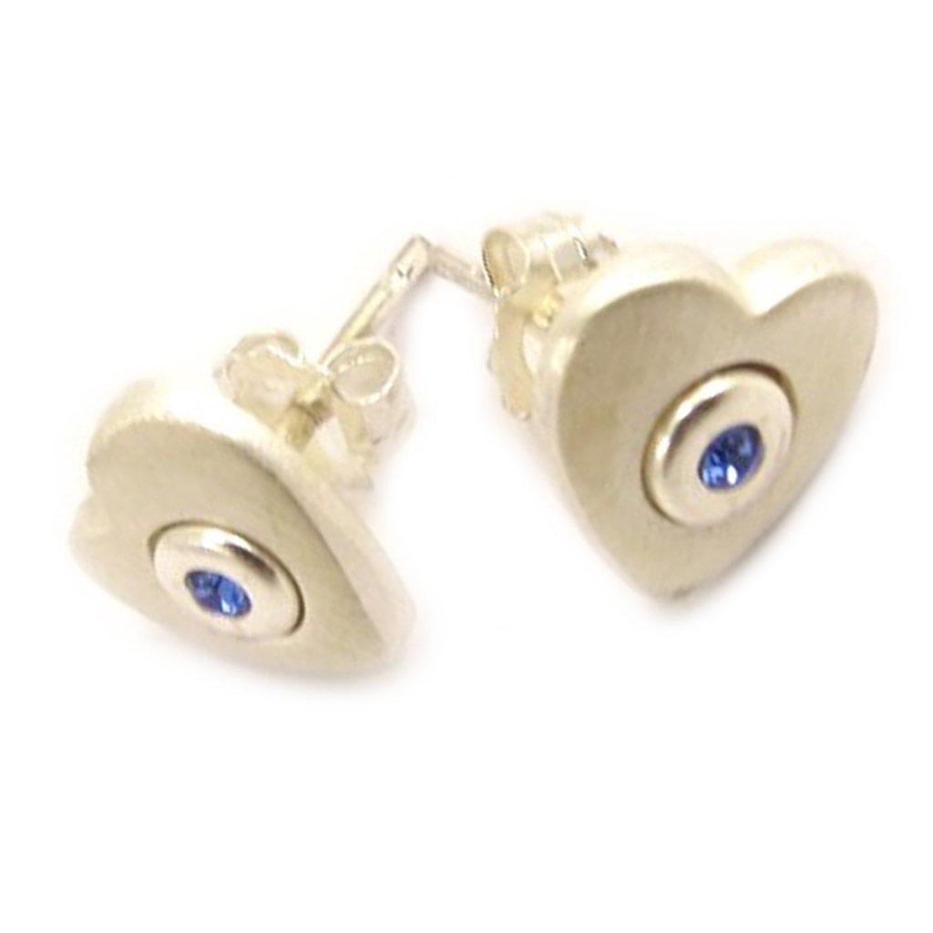 Les Trésors De Lily [D7525] - Silberohrringe 'Mitten ins Herz' Blau