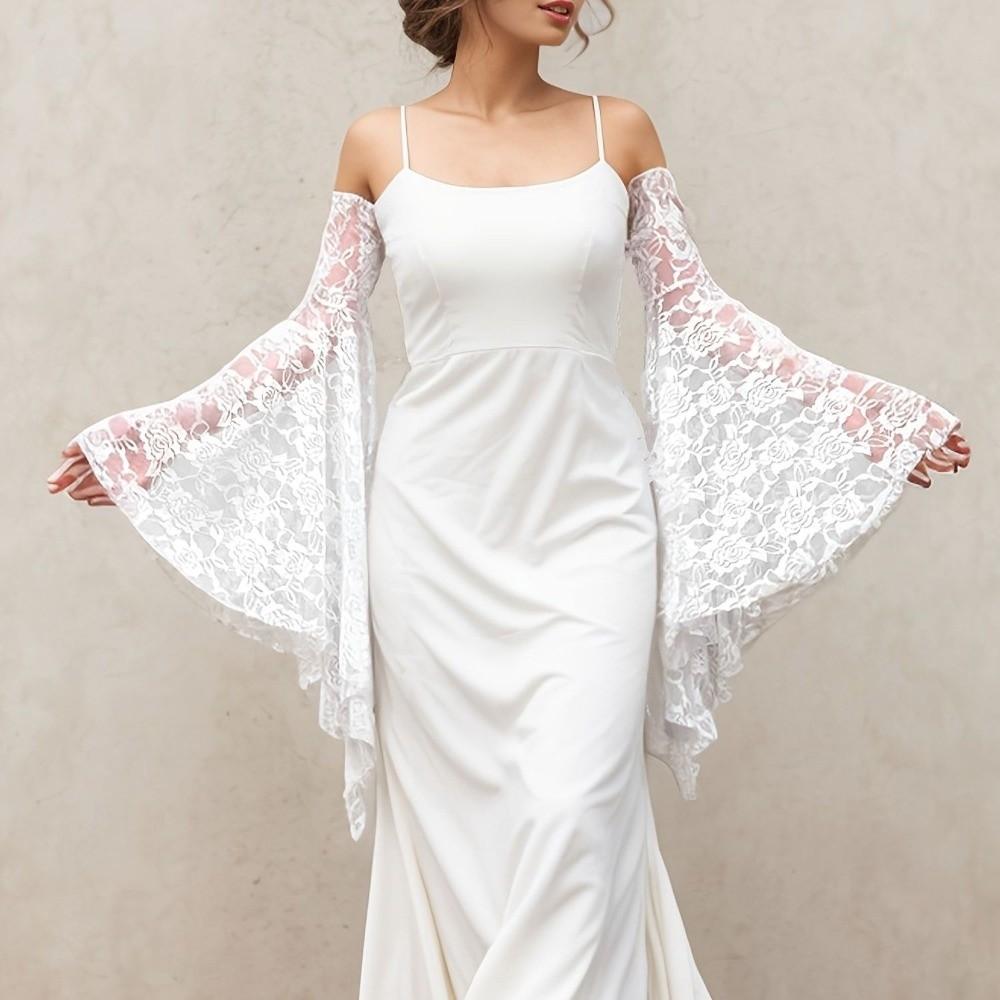 Lace Mesh Flared Long Sleeves Breathable Arm Covers Elegant Arm Sleeves Wedding Dress Accessories