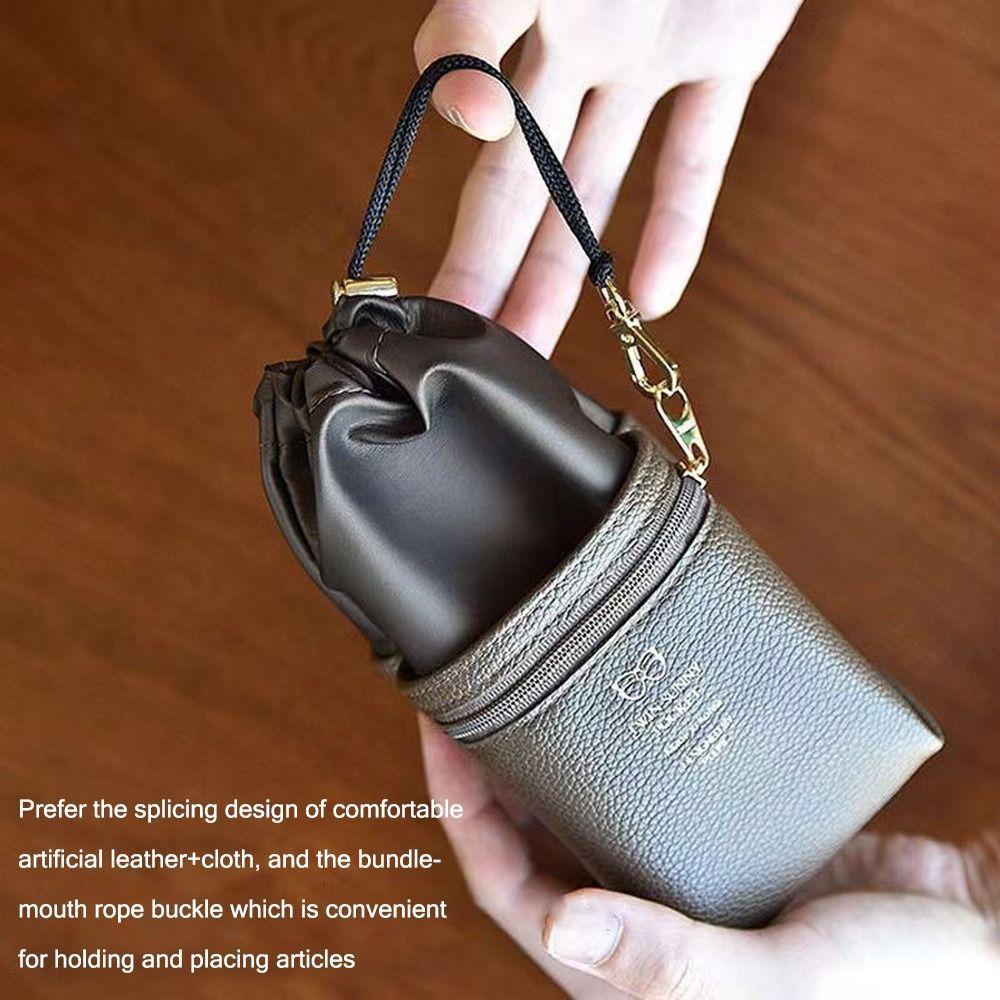 1PC Double Layer Glasses Case Soft Leather Zipper Sunglasses Pouch Waterproof Drawstring Eyeglasses Storage Bag Eyewear Case