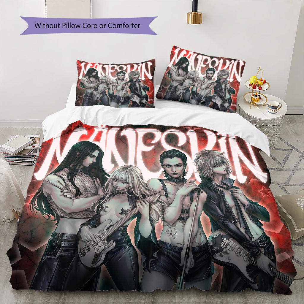 Måneskin Rebel Vibe Bedding Quilt Set Quilt Cover Pillowcase Home Decoration Birthday Gift (1 * Duvet Cover + 2 * Pillowcase, Without Core)