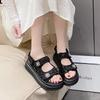 Sandals Women's Outer Wear 2025 Summer New Velcro Women's Shoes Sequins Platform Beach Shoes