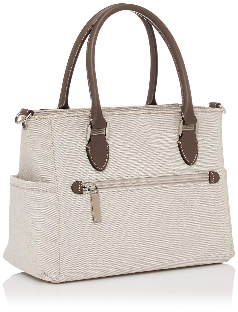 Leather x Cotton Canvas Different Materials Combination 2way Tote Greige [Rabaga Jerry] B01-05-01