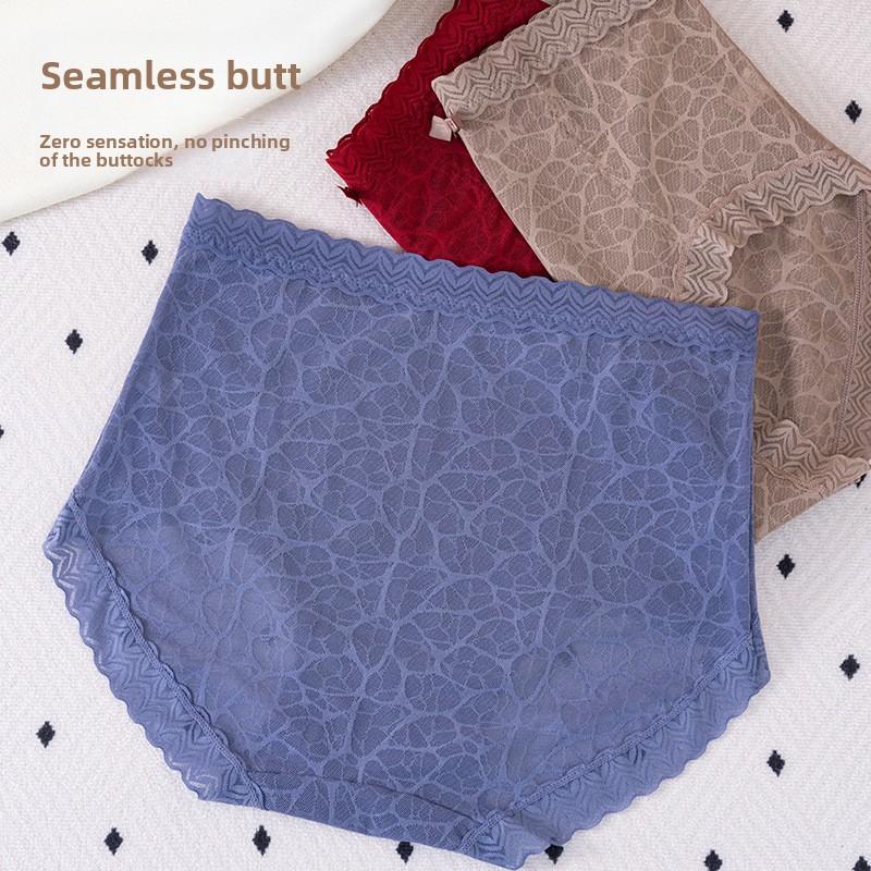 Plus Size Women's New Summer Sexy Lace Soft Breathable Traceless High Waist Tummy Tuck Panties