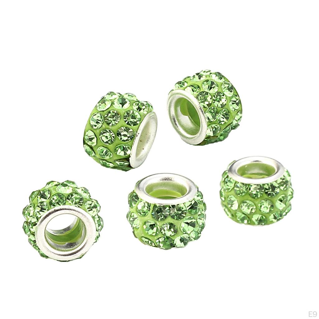 Alloy European Rhinestone Beads 8x10mm Large Hole Loose Spacer DIY Jewelry Making