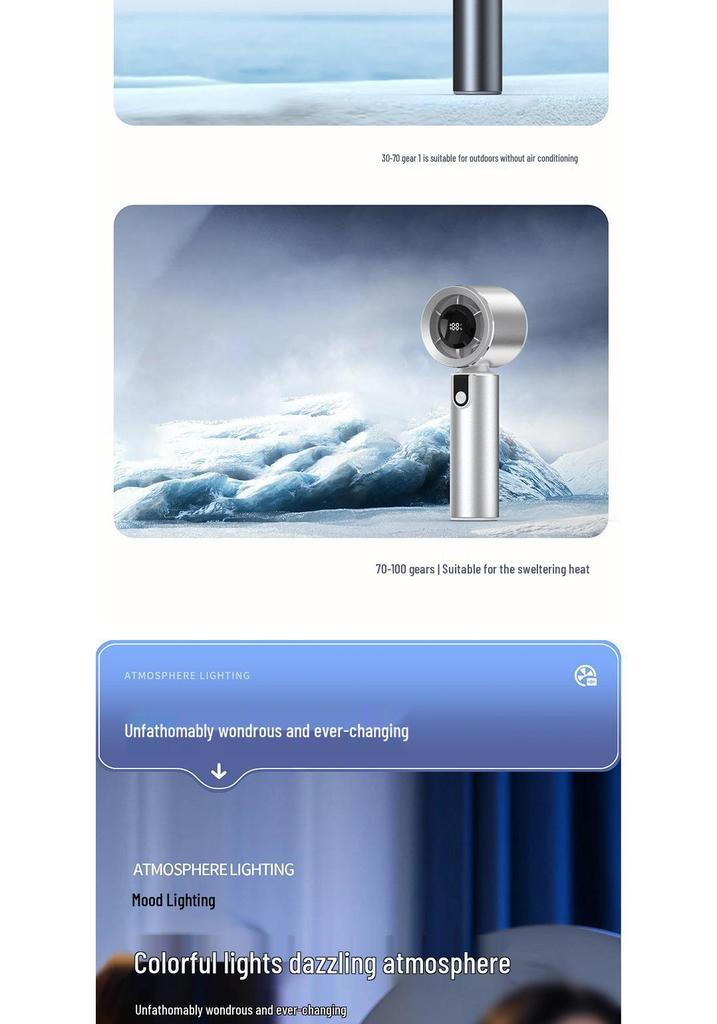 High-Speed Turbo Electric Handheld Fan with Digital Display