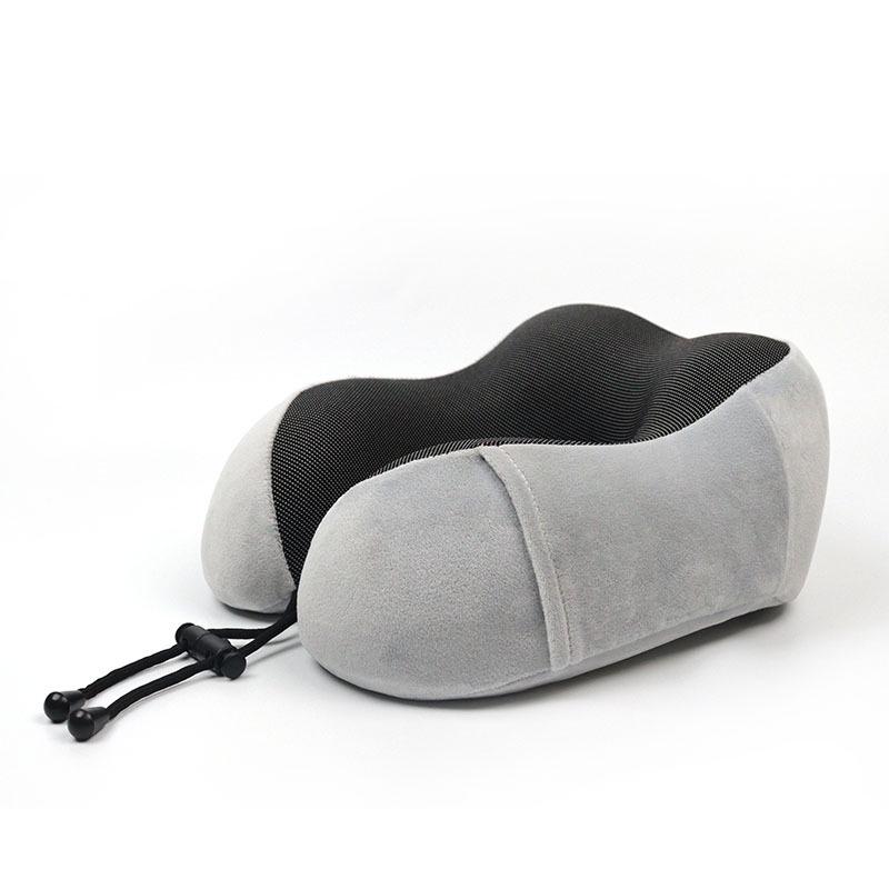 Portable 3-Piece Travel Set: U-Shaped Memory Foam Neck Pillow with Custom Logo Pillow Only серый
