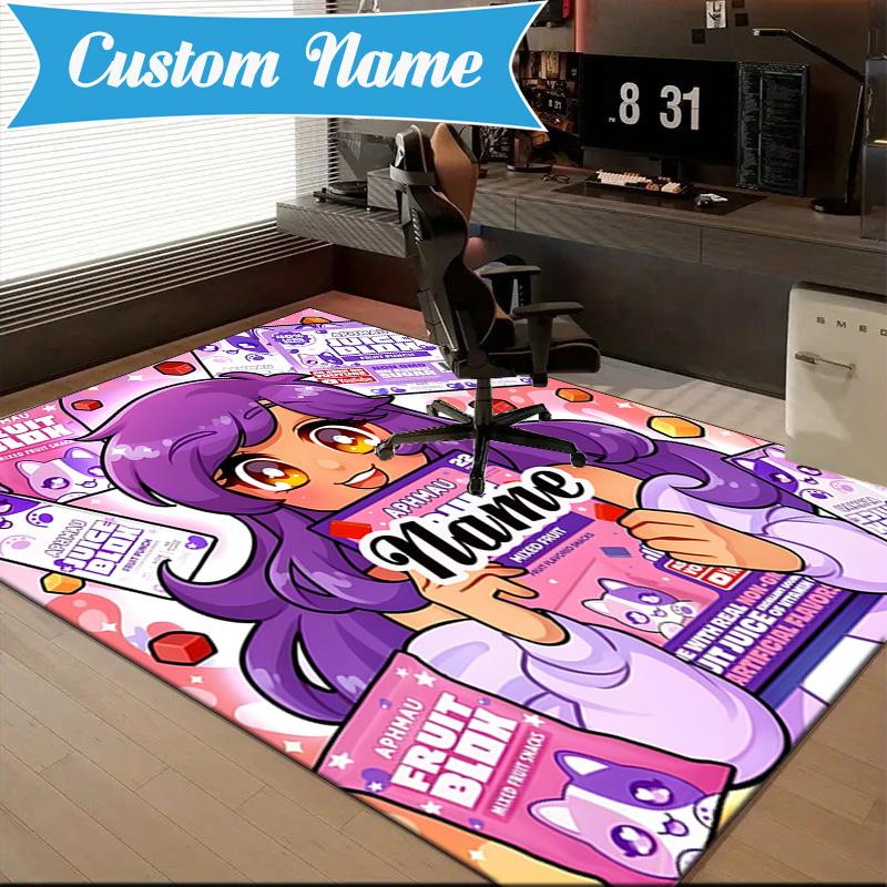 Tappeto Personalizzato Nome Aphmau Candy Adventure, Tappeto da Gioco, Tappetino per Camera da Letto Soggiorno Ingresso, Idea Arredamento Casa Regalo per Natale Compleanno