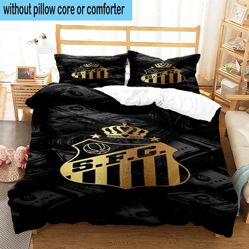 3pcs Fc Crest Design Printed Bedding Set Duvet Cover Closure Includes 1 Duvet Cover & 2 Pillowcases Bedding Sets Home Decor Gifts