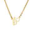 Fashion Initial Pendant Necklace For Women Letter Name Hollow Out Heart Charm Stainless Steel Gold Color Chain Jewelry Gift