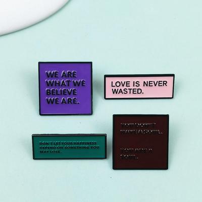 Classic English Quote Brooch: Elegant Geometric Enamel Alloy