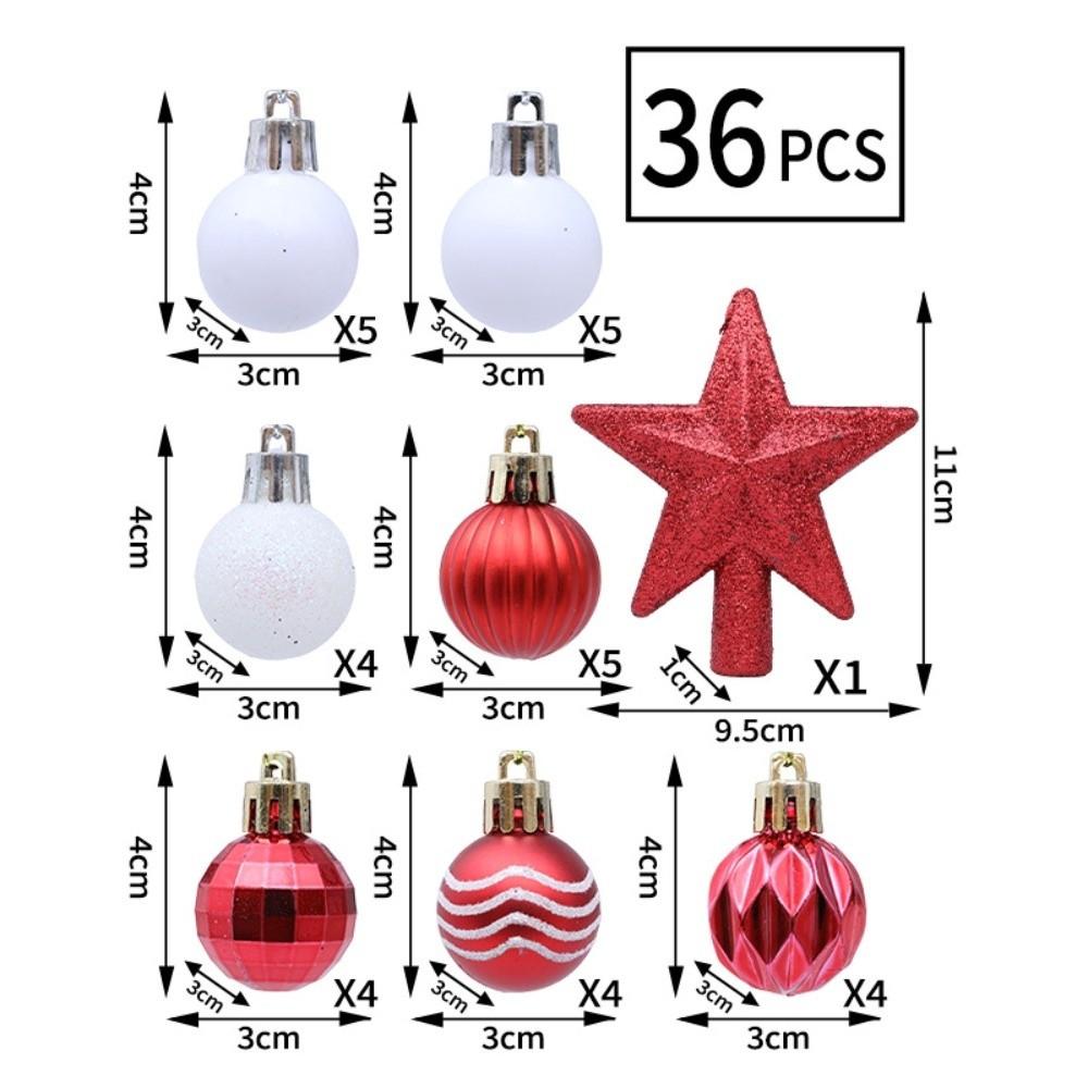 36Pcs Electroplated Christmas Ball Pendant Glitter Special-shaped Plastics Christmas Tree Topper DIY Multicolor