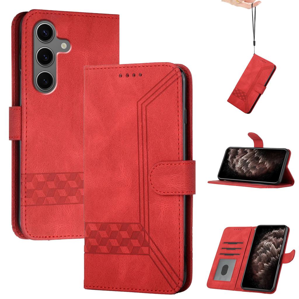 YX0010 Series for Samsung Galaxy S25+ Wallet Case Rhombus Lines Leather Phone Cover