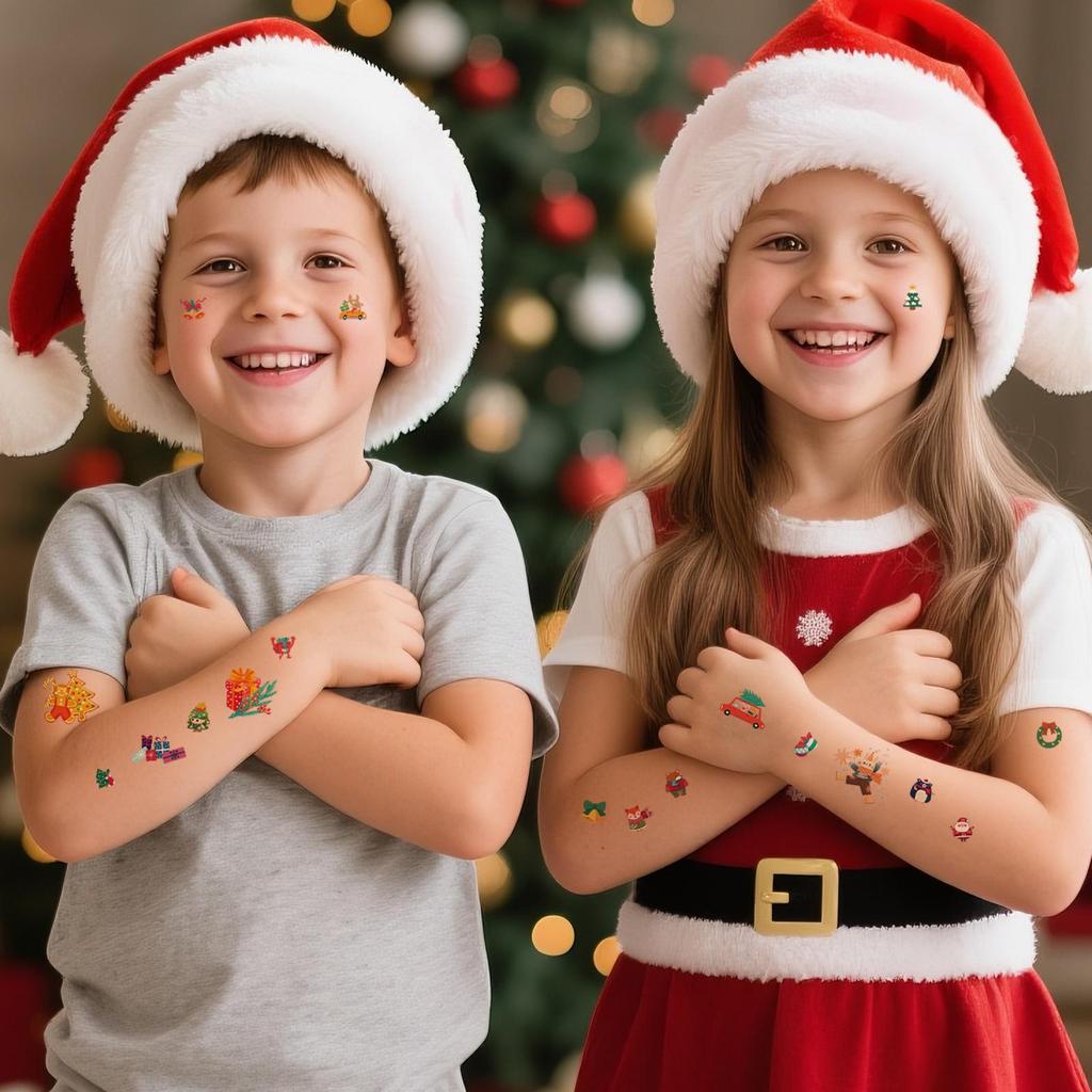 Festive Waterproof Cartoon Christmas Tattoo Stickers for Kids