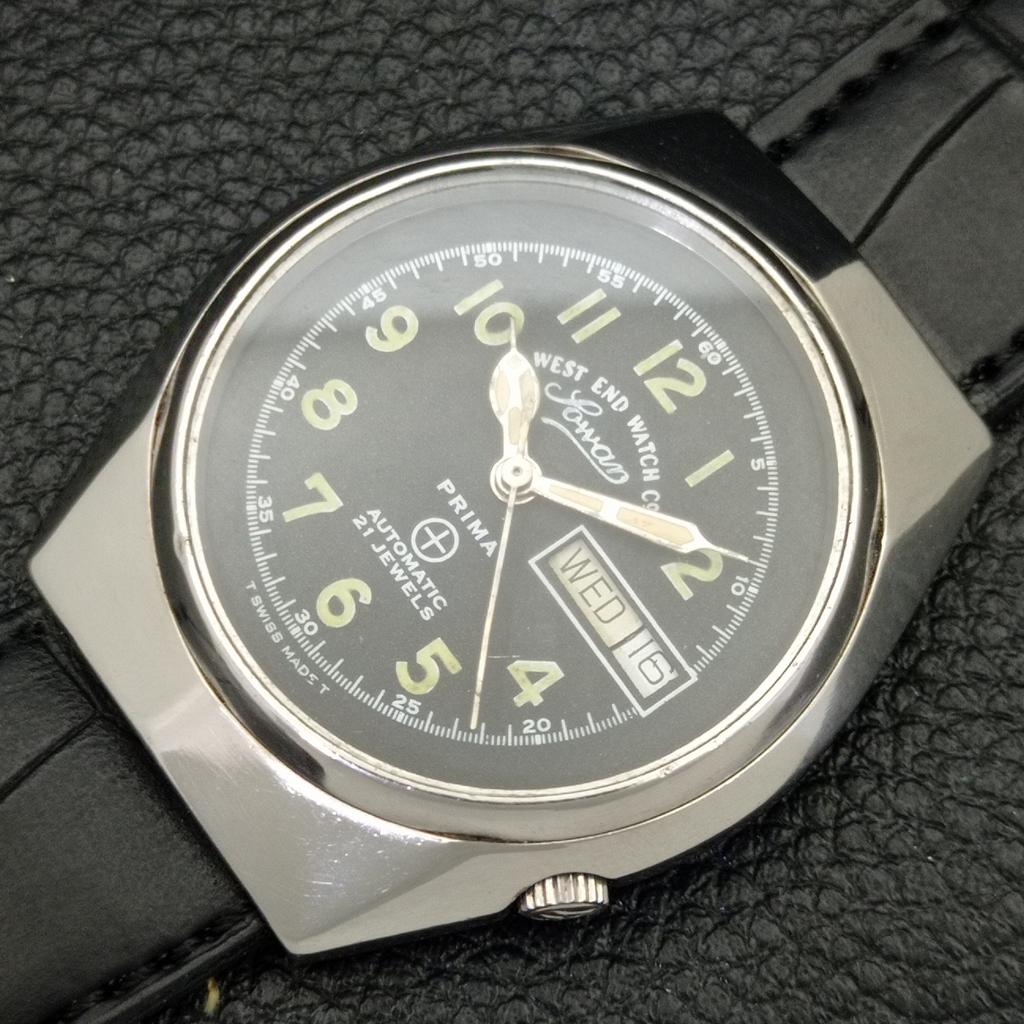 VINTAGE WEST END WATCH CO AUTOMATIC SWISS MENS BLACK COLOR DIAL WATCH a700150-5 R201-a700150