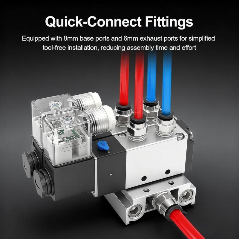 5 Way 2 Position Pneumatic Air Control Solenoid Valves Block Replacement 4 Station Solenoid Valves Manifold Enduring