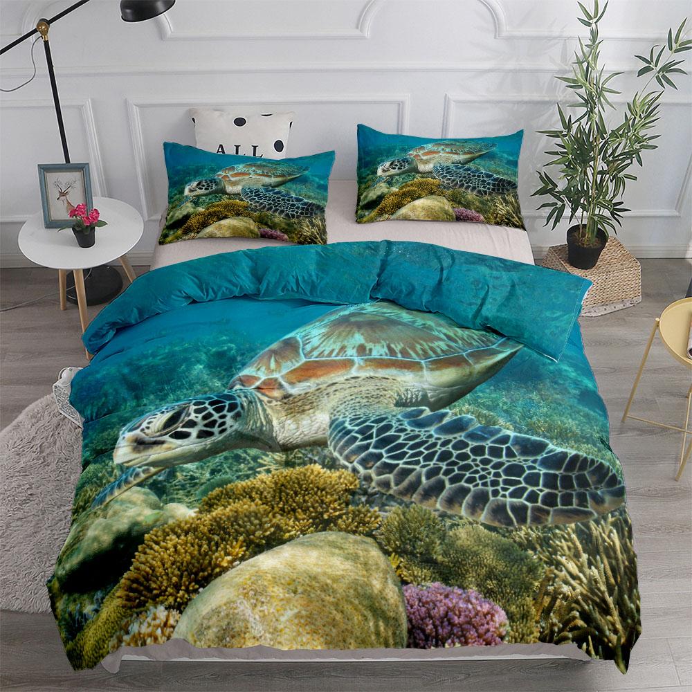 Comforter Ancient Turqoise Sea Turtle Art King Queen Double Full Twin Single Size Set