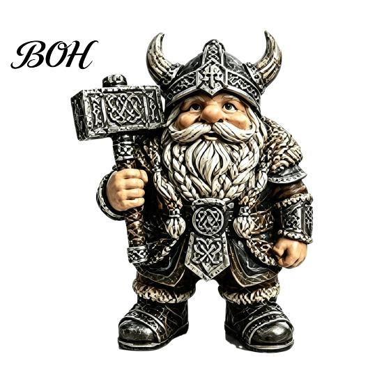 Stable Base Desk Sculptures Viking Gnome Warrior Figurine, Resin Nordic Dwarf Statue, Decorative Weather Resistant Yard Decorations Soldier