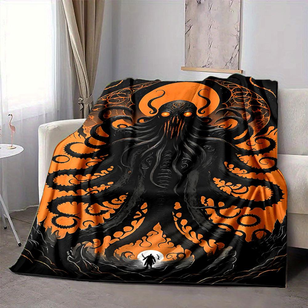 

1pc Terrifying Octopus Blanket, Lightweight Flannel Throw Blanket for Sofa, Bed, Travel, Camping, Living Room, Office, Couch, Chair, and Bed 80cmx120cm