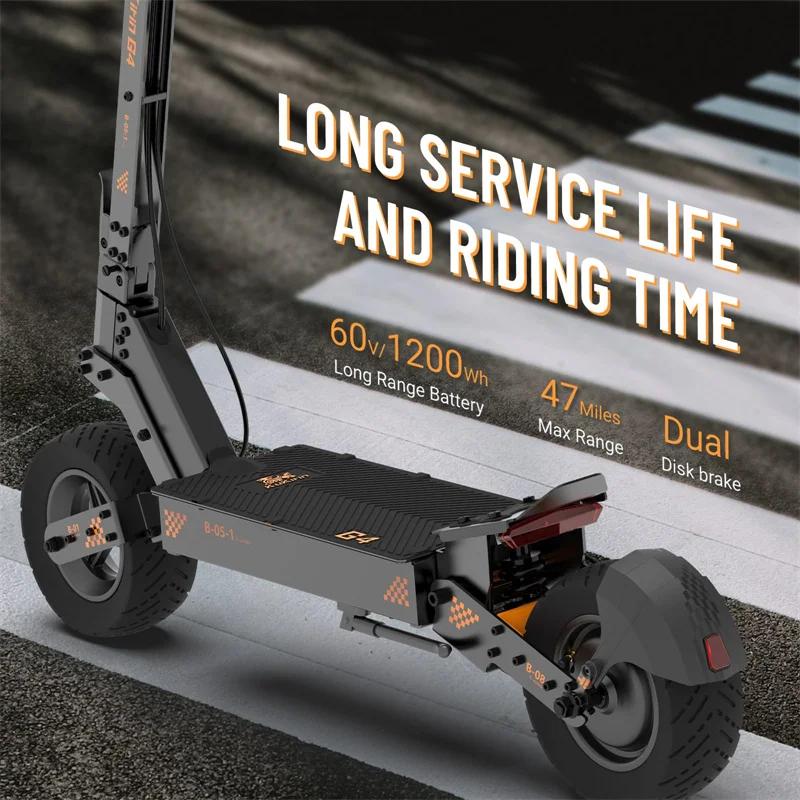 Verze 2026 Elektrická koloběžka KuKirin G4, Motor 2000W, Baterie 60V 20Ah, 11palcové kolo, Max. rychlost 70 km/h, Dojezd 75 km, Kotoučové brzdy