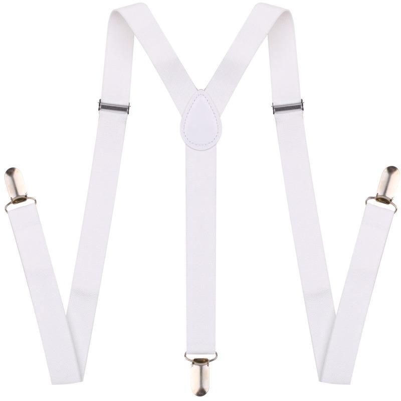 Adult Solid Color Suspenders for Men Women - Dress Shirt Pants Braces Straps for Wedding Party Suit Skirt Apparel